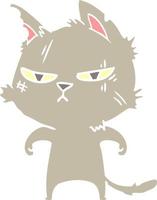 tough flat color style cartoon cat vector