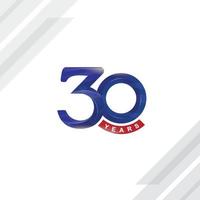 30 anniversary logo with 3D effect vector