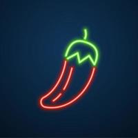 chilli vegetable icon neon sign vector