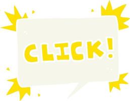 flat color illustration of a cartoon click sign vector