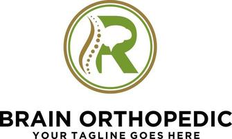 Brain Orthopedic letter R logo vector