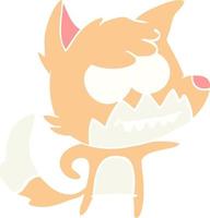 flat color style cartoon grinning fox vector