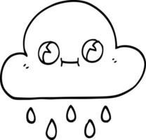 line drawing cartoon rain cloud vector