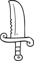 line drawing cartoon jeweled sword vector