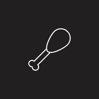 eps10 white vector chicken leg meat abstract line icon isolated on black background. grilled chicken outline symbol in a simple flat trendy modern style for your website design, logo, and mobile app