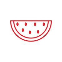 eps10 vector rojo sandía en rodajas icono de línea madura aislado sobre fondo blanco. símbolo de contorno de fruta de sandía en un estilo moderno y plano simple para el diseño de su sitio web, logotipo y aplicación móvil