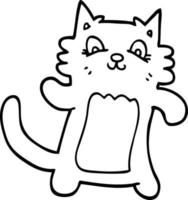 line drawing cartoon dancing cat vector