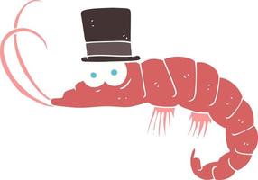 flat color illustration of a cartoon shrimp vector