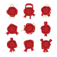 Wax Seal Icon Set with Red Color vector