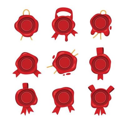 Wax Seal Icon Set with Red Color