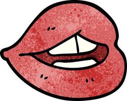 cartoon doodle pink lips vector