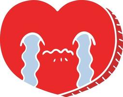 flat color style cartoon crying love heart vector