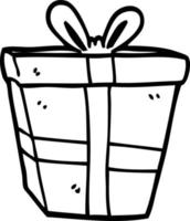 line drawing cartoon gift wrapped present vector