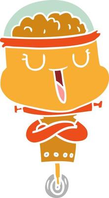 happy flat color style cartoon robot