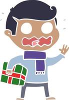 flat color style cartoon man totally stressed out vector