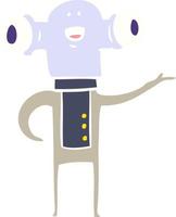 friendly flat color style cartoon alien gesturing vector