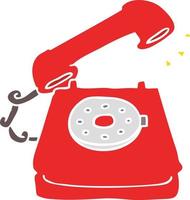 flat color style cartoon old telephone vector