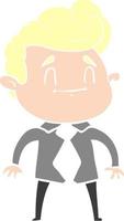 happy flat color style cartoon man in office clothes vector