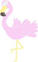 flat color illustration of a cartoon flamingo vector