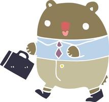 cute flat color style cartoon business bear vector
