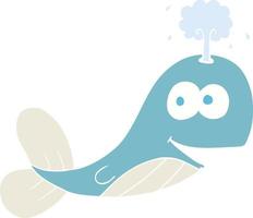 flat color illustration of a cartoon whale vector