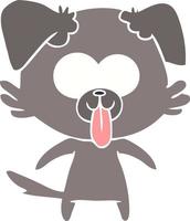 flat color style cartoon dog with tongue sticking out vector