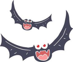 flat color illustration of a cartoon halloween bats vector