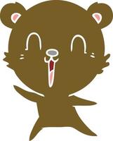 happy flat color style cartoon bear vector