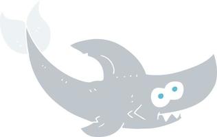 flat color illustration of a cartoon shark vector