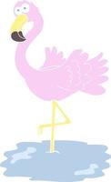 flat color illustration of a cartoon flamingo vector