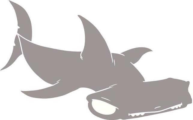 flat color style cartoon hammerhead shark