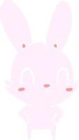 cute flat color style cartoon rabbit vector