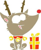 flat color style cartoon christmas reindeer vector