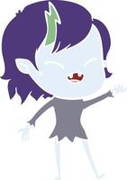 flat color style cartoon laughing vampire girl vector