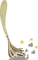 cartoon doodle magic broom sticks vector