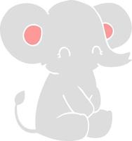 lindo elefante de dibujos animados de estilo de color plano vector