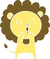 laughing lion flat color style cartoon vector