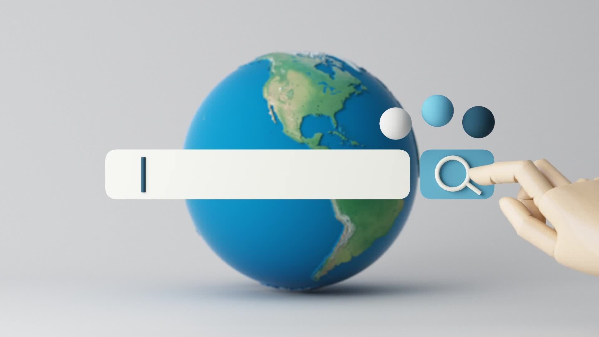 Globe and search bar minimal concept in the new world concept