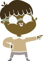 niño de dibujos animados de estilo de color plano con gafas vector