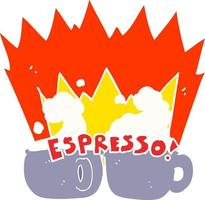 ilustración de color plano de un espresso de dibujos animados vector