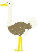 flat color illustration of a cartoon ostrich vector