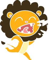 flat color style cartoon running lion vector