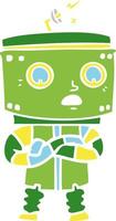 robot de dibujos animados de estilo de color plano vector