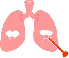 pulmones insalubres de dibujos animados de estilo de color plano vector