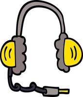 cartoon doodle head phones vector