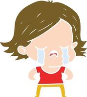 flat color style cartoon girl crying vector