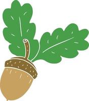 flat color style cartoon acorn vector