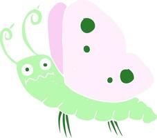 flat color illustration of a cartoon funny butterfly vector