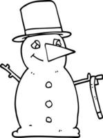 line drawing cartoon snowman vector