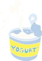 flat color illustration of a cartoon yogurt vector